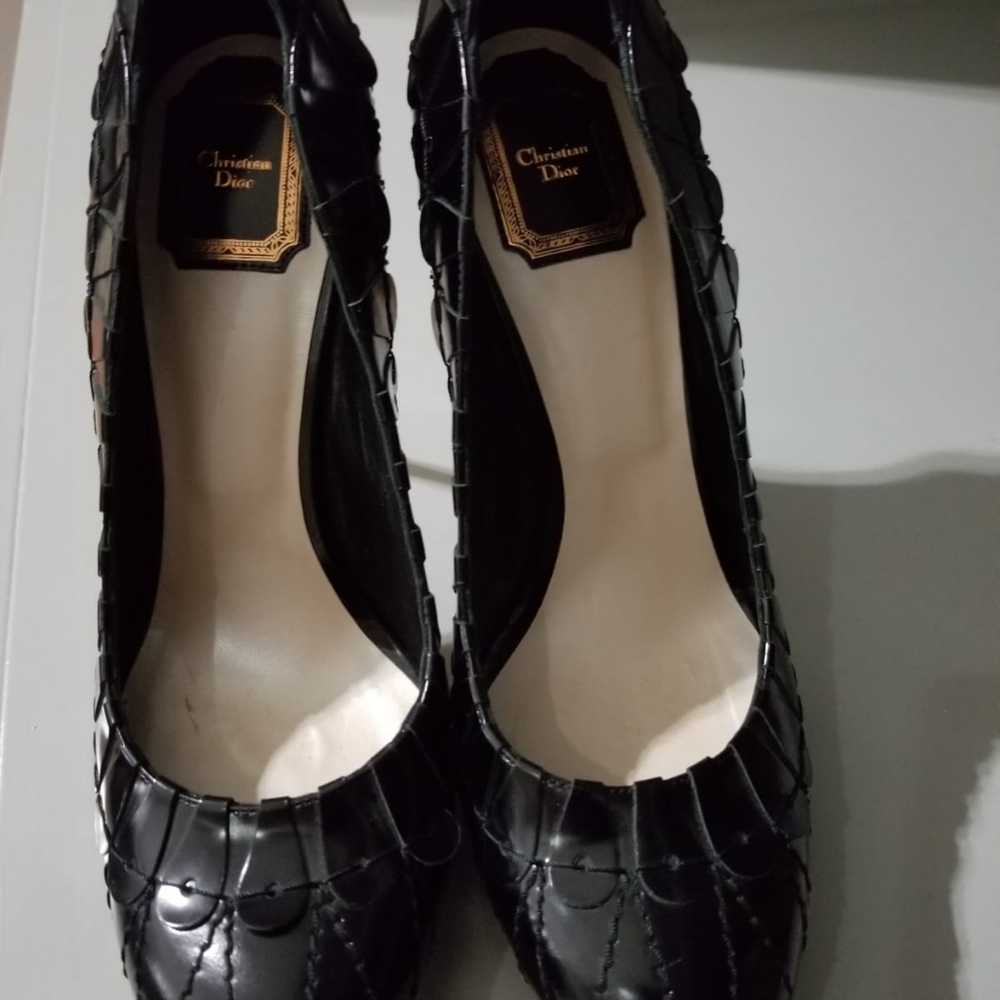 Dior Serpent Picasso Black Leather Hidden Platform Stiletto Heel Pumps size 40. - Picture 2 of 8